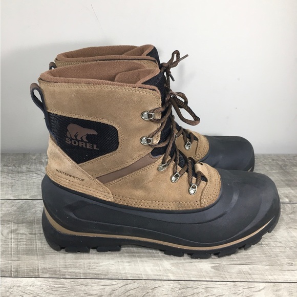 Sorel NM2737 Buxton Mens Lace Up Waterproof Winter Brown Leather Boots Size 12 - Picture 1 of 11